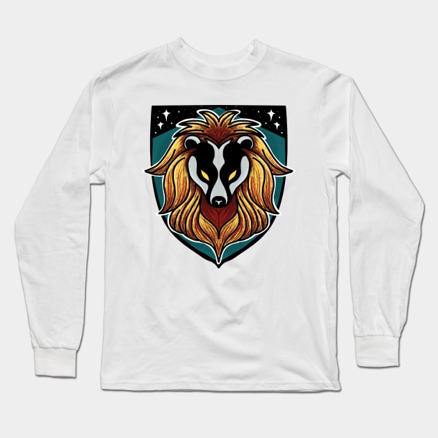 Huffledor Lion Badger Combination House Crest Long Sleeve T-Shirt by Thenerdlady